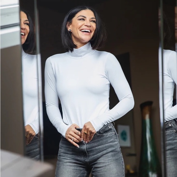 Smash + Tess Tops - Smash + Tess White Turtleneck Long Sleeve Bodysuit